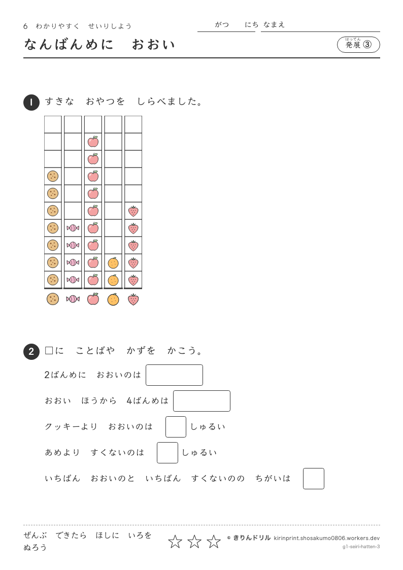 わかりやすくせいりしよう 発展③ なんばんめにおおいのプレビュー