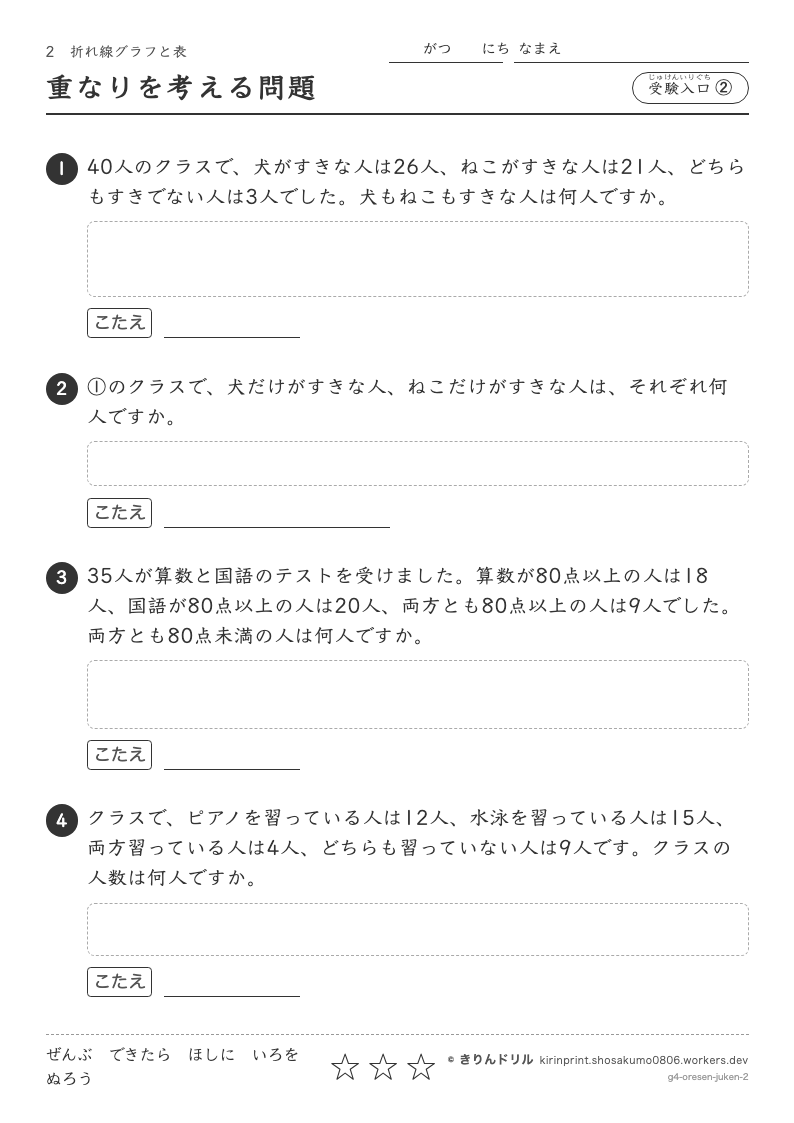 折れ線グラフと表 受験入口② 重なりを考える問題のプレビュー