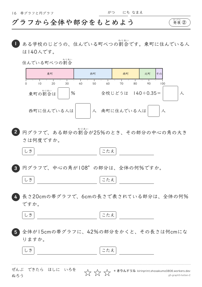 帯グラフと円グラフ 発展② グラフから全体や部分をもとめようのプレビュー