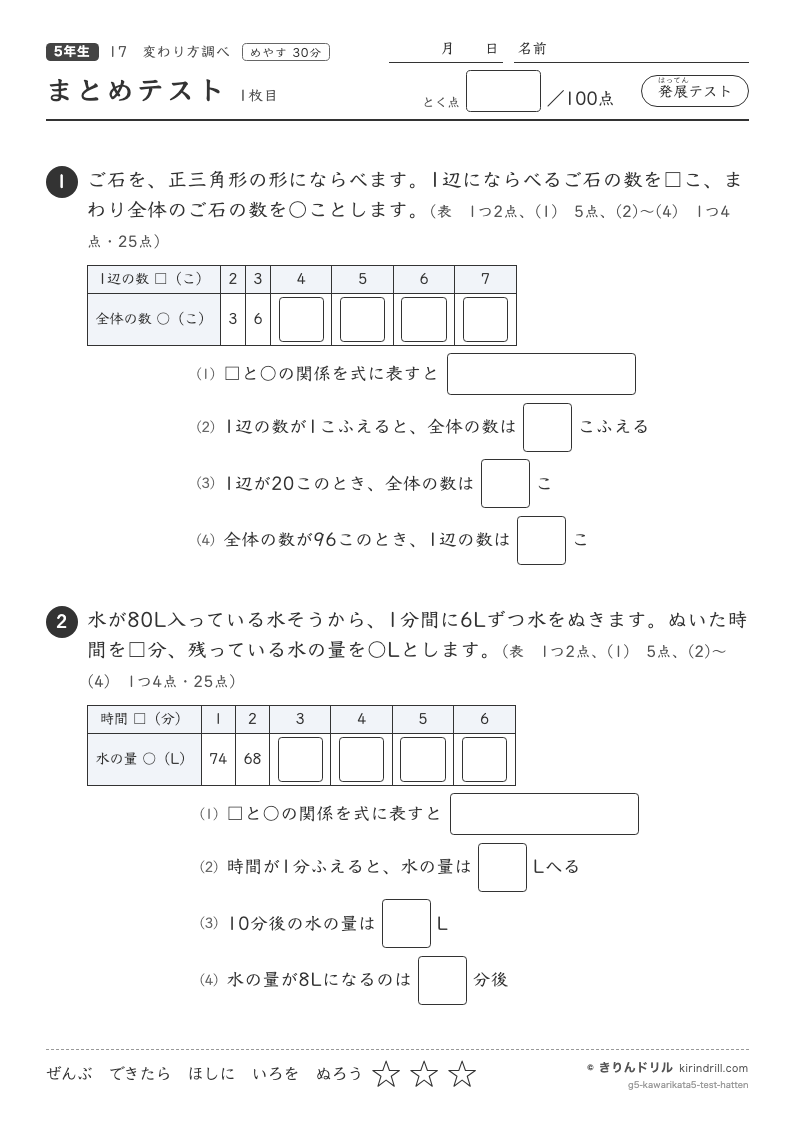 変わり方調べ まとめテスト（発展）のプレビュー