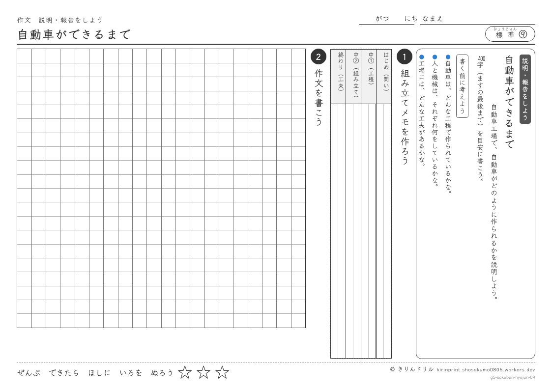 5年の作文 自動車ができるまでのプレビュー